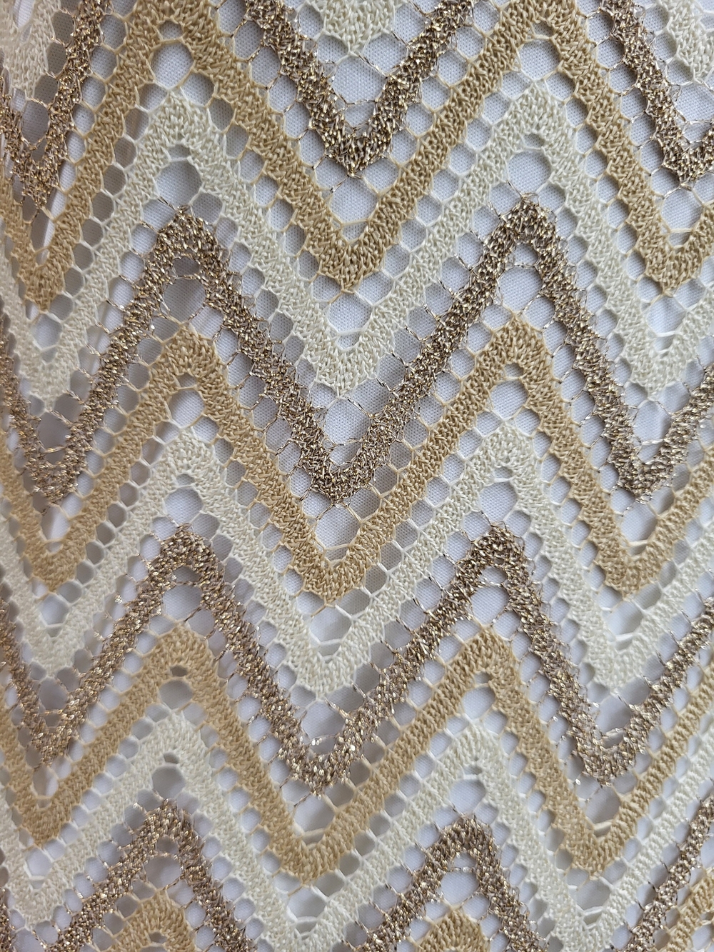 LILLY PULITZER Gold Neutral Crochet Knit Chevron Sheath Dress Metallic Size XS - Picture 6 of 12